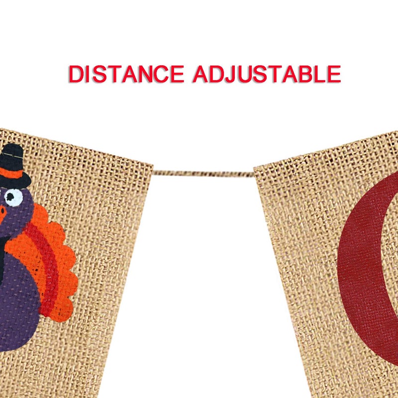 Partyprops Friendsgiving Banner Burlap | Thanksgiving Decorations | Thanks Giving Burlap Banner | Rustic Friends Giving Turkey Pumpkin Bunting for Thanksgiving Party Supplies Fireplace Mantle Decor - Image 5